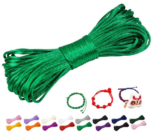 CAMAL 2mm Filo per Braccialetti, Fili Nylon per Braccialetti 20m Filo Nylon Cordoncino per Collane Fai Da Te, Cordino per Braccialetti, Gioiello, Perline, Artigianato (Verde erba)
