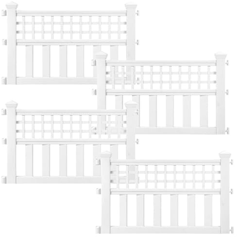 Taylor & Brown Pack of 4 Plastic Fence Panels Garden Path Lawn Edging Flower Plant Border Landscape Decorative Versatile Panels, 4 Panels, Total Length 240cm, White