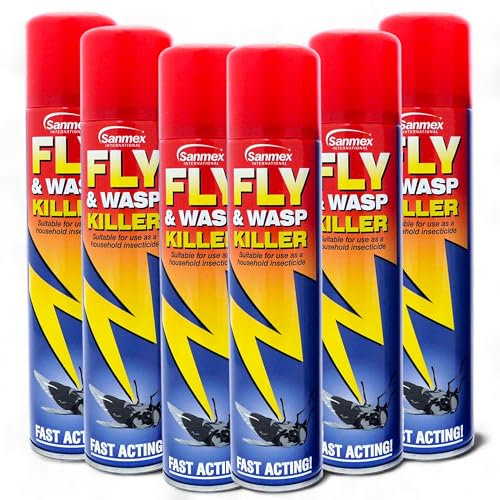 Sanmex 6-Pack Fly & Wasp Killer Insecticide Fast-Acting Pest Aerosol Spray (300ml)