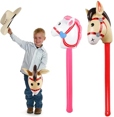 YGCHEN Luftballons Pferdekopf Aufblasbare Stockpferd Folienballon Pony Stick Ballon Pferd Western Cowboy Cowgirl Aufblasbarer Aluminium Ballons Party Requisiten Kostümstäbe Geburtstagsballons