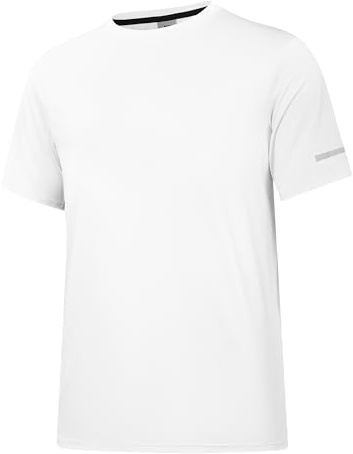 Herr Rash Guard UPF 50+ Solskydd Kort/Långärmad T-shirts Lätt Snabbtorkande SPF UV Simskjorta, Kortärmad: vit, M