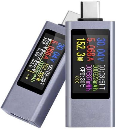 2 Stück 360W USB Tester Messgerät USB C Tester, 4-30V 0-12A Type-C Digital Multimeter Power Meter, Spannung Voltmeter, Strom Type-C Messgerät, Leistungskapazität Detektor