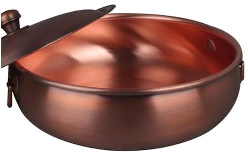 Kochtopf, verdickter Retro-Kupfer-Hot Pot, for Induktionsherd, Gas, Kupfer-Suppentopf, Topf, reiner Kupfer-Handtopf, Kupfertopf, Küchenkochgeschirr, Töpfe, Antihaft-Pfanne(24CM Double)