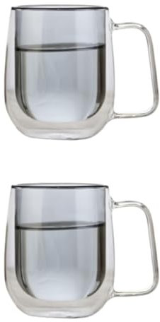Lot de 2 verres à eau et verres à eau à double paroi en verre borosilicate résistant à la chaleur Transparent 350 ml