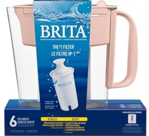 Brita Metro Water Filter Pitcher 6-Cup Capacity, BPA-Free, Replaces 1,800 Plastic Water Bottles a Year, Lasts Two Months, Includes 1 Filter, Small - Pink