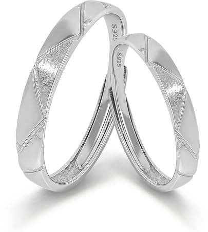 Meissa Ensemble de Bagues de Mariage en Argent Sterling Bagues de Fiançailles pour Femmes et Hommes Bagues de Promesse Bagues Assorties pour Couples Cadeaux Bijoux Ensemble de Deux Bagues