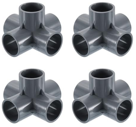 QUARKZMAN 1 Conexiones de PVC, 4 Piezas Conector de Codo de 5 Vías Conectores de PVC para Muebles Conexiones de Esquina para Suministros de Agua Muebles de Tienda, Gris
