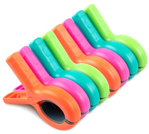 Beach Towel Clips for Beach Chairs, 8 Pcs Towel Holder for Beach Chair Pool Chair on Cruise Essentials, Jumbo Size Heavy Duty Clothes Pins, Beach Chair Clips to Beach Vacation Essentials, 4 Colors
