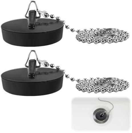 2 Stück Badewannenstöpsel,Abflussstopfen Waschbecken,Abfluss Stöpsel Badewanne,Stöpsel für Spülbecken,Waschbeckenstöpsel,Abflussstopfen Badewanne,Waschbecken Stopfen mit 40cm Kette,Bathroom Küche