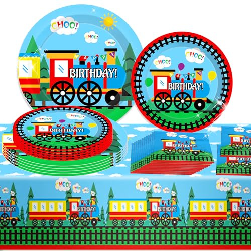 fiesta tren vajilla platos servilletas decoración mesa cumpleaños fiesta infantil decoración vajilla para 16 invitados