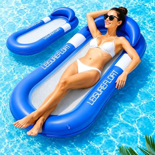 Materassino Gonfiabile per Piscina,Materassino Mare Con Rete Sospesa Confortevole, Amaca Gonfiabile Galleggiante, Portatile Lettino Mare Gonfiabile per Piscina Sulla Spiaggia