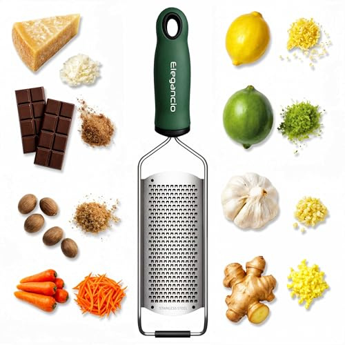 Elegancio Râpe à fromage en acier inoxydable râpe à fromage Râpe à parmesan râpe à fromage râpe de cuisine râpe à gingembre fine râpe à noix de muscade râpe citron multi-râpe teester avec couvercle de