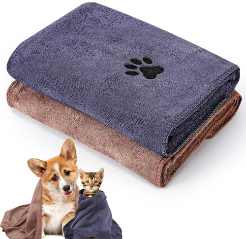 GSrenyu 2 Pack Dog Towels, Large Dog Towels for Drying Dogs 50 x 100cm