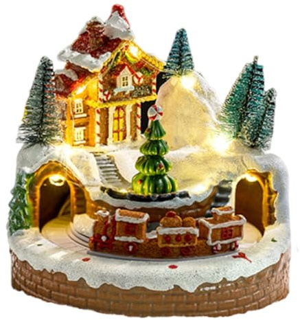 Perfeclan Weihnachts-Spieluhr, Spieluhr mit drehendem Zug, kreative Tischdekoration mit Weihnachts-Spieluhr, ideal für Kinderzimmer, Geburtstag, Advent