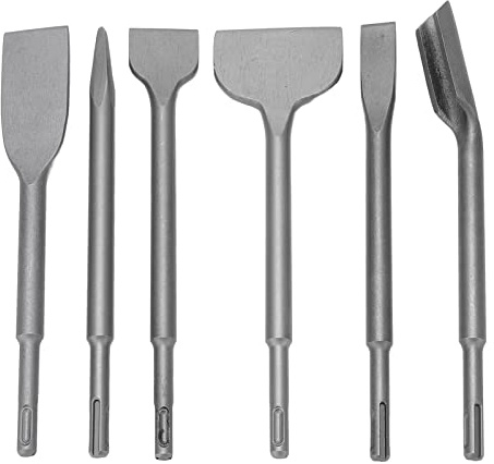 Juego de cinceles de acero de aleación 40CR de 6 piezas, cinceles de martillo eléctricos con vástago redondo, cincel raspador de punta plana para pared de ladrillo de azulejos de