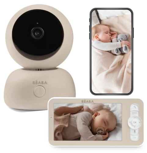 BÉABA, Zen Premium extra kamera, babytelefon, 2-i-1-lyssnande, HD-kamera, 360° rotation, nattseende, Walkie-talkie, vaggvisor, temperatur- och fuktighetskontroll, lera