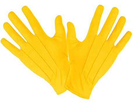 Elegante Stoffhandschuhe für Damen & Herren | Kurze Kostüm-Handschuhe in vielen Farben | Perfekt für Karneval, Fasching, Hochzeit, Halloween & Parade | Unisex Handschuhe für jeden Anlass (Gelb)