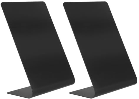 SOLUSTRE 2 st magnetiska bordsskyltar med svarta tavlor - 7,5x5,1 tum torrsuddande metallmeny-svarta tavlastativ, anslagstavla för butik, restaurang, heminredning