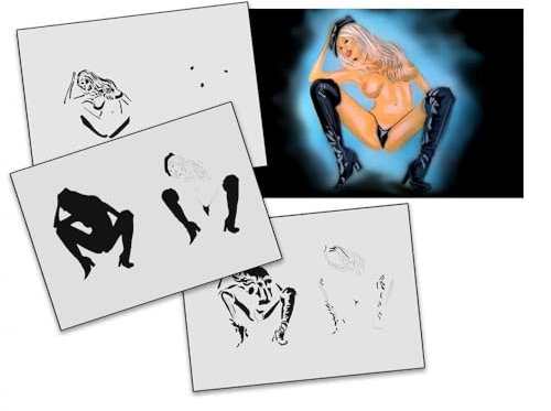 AS-130 Frau Step by Step Airbrushschablone Größe M