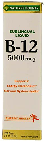 Nature's Bounty B-12 5000 mcg Sublingual Liquid Energy Health 2 oz ( Pack of 4)