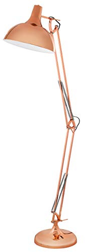 EGLO Stehlampe Borgillio 1 flammige Vintage Standleuchte | im Industrial Design, Stehleuchte aus Stahl, Farbe: Kupfer, Fassung: E27, inkl. Trittschalter
