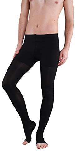 Kurze Kompressionsstrumpfhose AT, Stützstrumpfhose, IG kurz, Kl. 3, Offene Spitze (4, Schwarz)