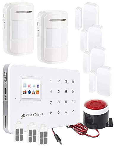 VisorTech Sirene Alarmanlage: GSM-Alarmanlage mit Funk-/Handy-Anbindung, 11-teiliges Starter-Set (Wohnmobil 12V, Bewegungsmelder mit Sirene außen, Haus)