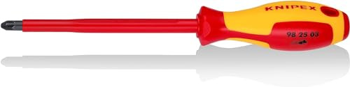 KNIPEX Tournevis pour vis à tête cruciforme Pozidriv poignée isolante bi-matière, certifiée VDE 270 mm, 98 25 03