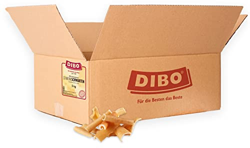 DIBO Schweine-Schwarten, 5kg-Karton, der kleine Naturkau-Snack oder Leckerli für Zwischendurch, Hundefutter, Qualitätskauartikel ohne Chemie