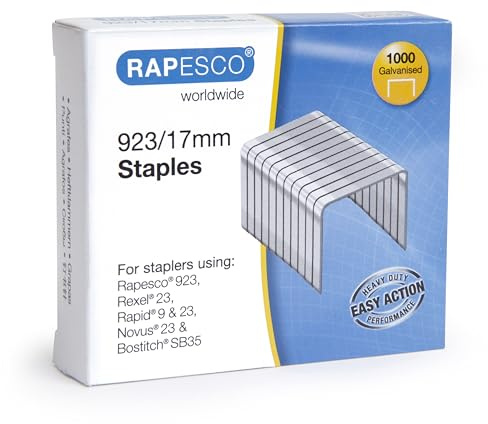 Rapesco 1240 Grapas Galvanizadas Profesionales 923/17 mm, Caja de 1000