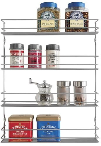 Metaltex 364634039 4-Etagen Pepito Gewürzregal, Polytherm beschichtet, silber, 8.0 x 36.0 x 45.0 cm