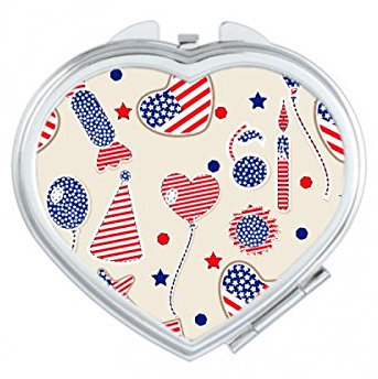 DIYthinker Amerika Ballon Candy Love Herz-Flaggen-Stern Festival Illustration Muster-Herz Compact Make-up Taschenspiegel Tragbare Nette kleine Handspiegel