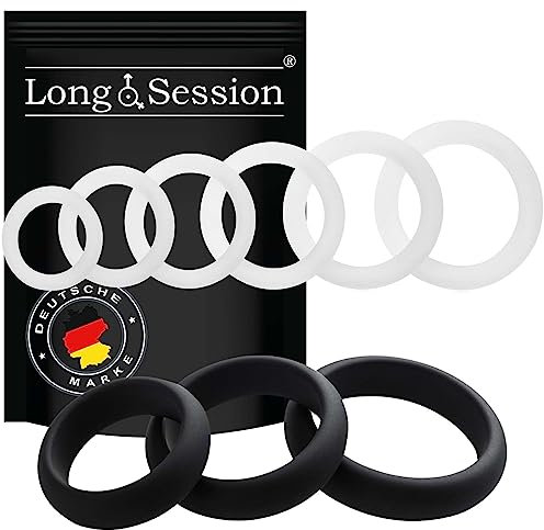 Long.Session® Penisring Set, Hodenring und Cockring Set aus Silikon, Penisringe für harte und lange Erektion, Sexspielzeug für Männer