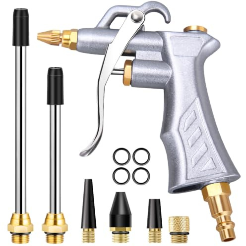 JASTIND Industrial Air Blow Gun with Brass Adjustable Air Flow Nozzle Kit
