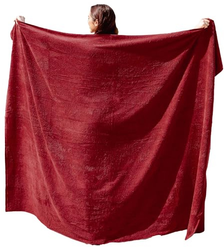 Kapart Strandtuch XXL 100% Baumwolle, 100x200 cm oder 155x220cm, I XXL Saunahandtuch I Badetuch in Übergröße I Duschhandtuch, Badehandtuch & Saunatuch (100x220, 590 Weinrot)