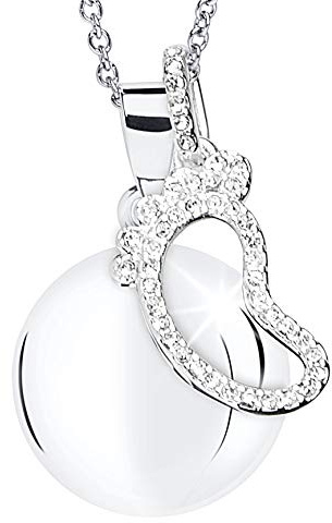 MAMIJUX Collier Femme Appel Anges Grossesse, Rappel des anges, Collier Long Future Mamans, Charm Pied Cristaux