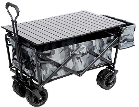 Bollerwagen faltbar Outdoor Garden Utility Trolley, Hochleistungs-Klappwagenwagen mit Tischplatte und Ablagekorb, Tragbarer Campingwagen, Tragende 80 Kg (Color : Style 1)
