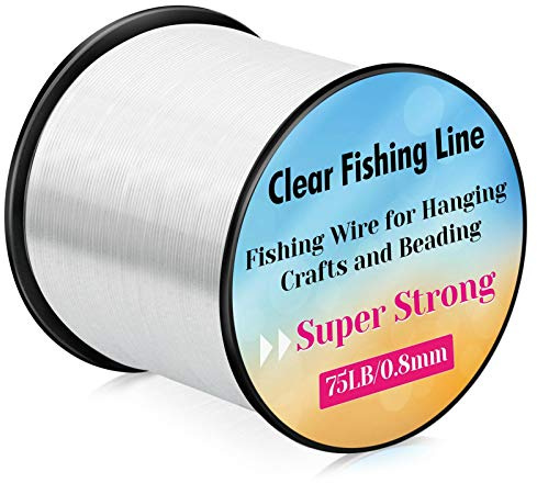 Strong Fishing Line Clear, Acejoz Thick Fishing Wire 0.8mm Invisible Hanging Wire Heavy Duty Monofilament Line 70 Lb Test for Hanging Decoration Balloon Garland Crafts