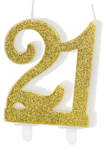 PartyDeco Geburtstag Kerze Nummer 21 gold 7.5cm Geburtstag Feiern Party Familientreffen Paraffin