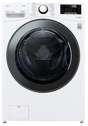 LG F11WM17TS2, Frontlader-Waschmaschine 17 kg, Klasse E, 1.100 U./Min., 70x77x99 cm, Turbowash 59 Minuten, 6 Motion DirectDrive, Wi-Fi, Weiß mit Chrom-Bullaugenring