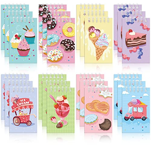 Zonon 24 Pack Cute Mini Notebooks for Kids Ice Cream Party Favors Pocket Notebook Mini Ice Cream Spiral Notepads Gifts Bulk for Birthday Party Favors Supplies School Teacher Classroom Gifts