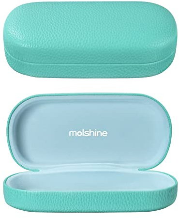 molshine Sonnenbrillen Etui aus Hartschalen Leder, klassisches großes Brillenetui für Damen und Herren, Sonnenbrillen (Cyan)