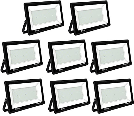 8 Stück: 500 W LED-Spot für den Außenbereich, 50.000 lm, IP66, wasserdicht, superhell, Außenbeleuchtung, Kaltweiß (6000 K), Sicherheits-LED-Spot für Stadien, Fabriken, Parkplatz, Garage, Garten