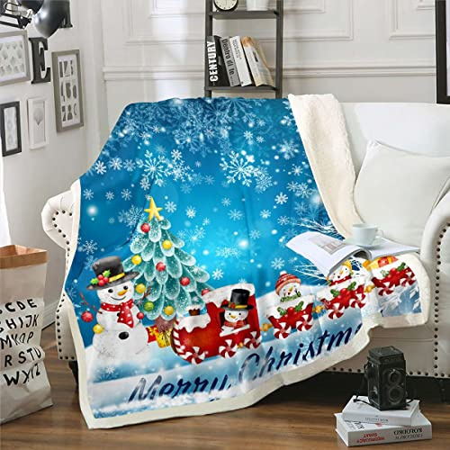 Weihnachts Kuscheldecke Jungen Mädchen Nette Weihnachten Schneemann Decken 75x100 Kinder Kawaii Schneemänner mit Weihnachten Zug Fuzzy Decke Weihnachtsbaum Schneeflocke Karikatur Fleecedecken