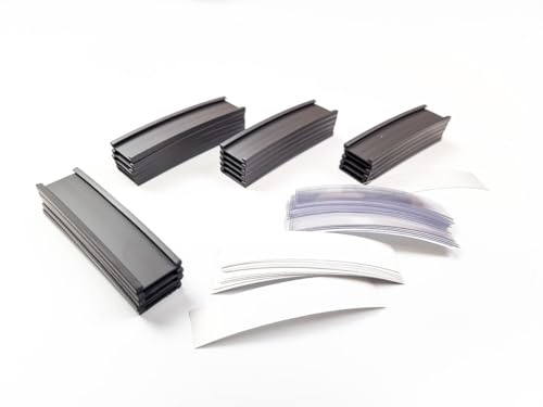 20 x Magnetische Etikettenhalter, vorgeschnitten, 15 x 60 mm, flexibler Magnet mit Schlitzen zum Einschieben des Papiers mit Schutzfolie, zum Markieren von Regalen.