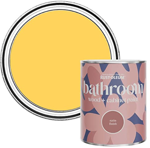 Rust-Oleum Yellow Moisture Resistant Bathroom Wood and Cabinet Paint in Satin Finish - Lemon Jelly 750ml