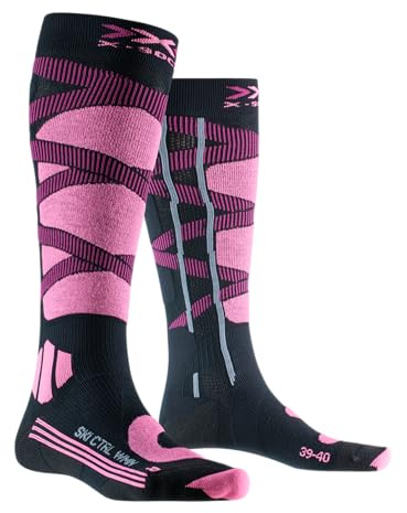 X-Socks Ski Control 4.0 Calcetines de esquí para mujer - alta tecnología para un mayor rendimiento, estabilidad y comodidad para esquiadores de competición y aficionados - Negro/Morado, 41-42