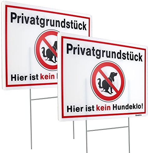 Schild Hunde Kacken Verboten mit Wrdspieß 12.6x9.4inches 2 Stück Beidseitiger Druck Privatgrundstück Hier ist Kein Hundeklo Schild PVC Hartschaumplatte 5mm