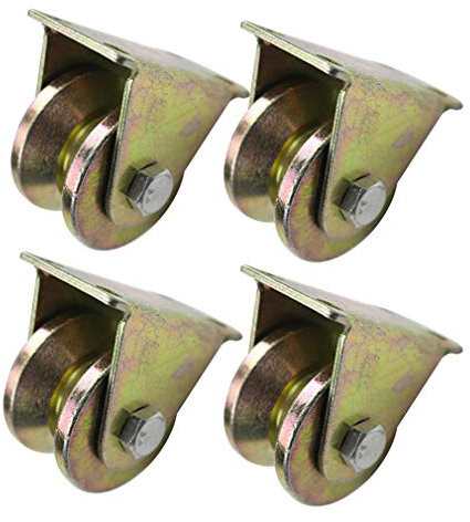 BATLAM Set of 4 Caster Wheels,1.2/2/2.5/3/4 V-Groove Track Wheel,Heavy Duty Groove Wheel,for Inverted Track,Industrial,Sliding Door Roller,Wire Rope Rail,600kg Load Capacity (50mm)