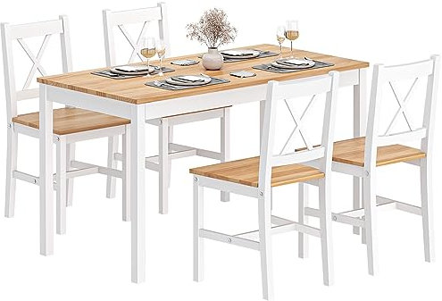 soges Juego de Muebles Comedor con 4 Sillas y Mesa de Comedor de Cocina, Conjunto de Mesa de Comedor de 5 Piezas para Cocina Comedor